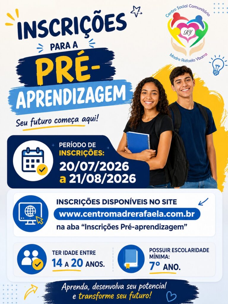 inscrições pré aprendizagem julho 2026
